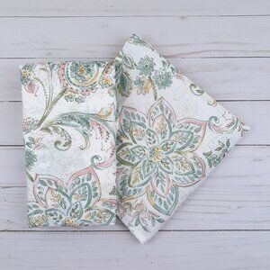 Fabric Dinner Napkins Jacobean Blue Paisley 17x17 inch Set of 4